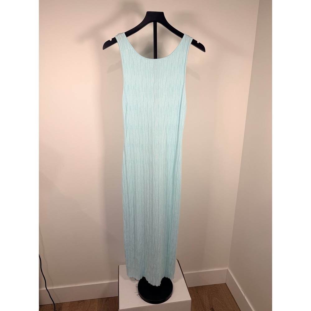 Banana Republic Aqua Blue Ribbed Knit Sleeveless Scoop Neck Maxi Dress Large
